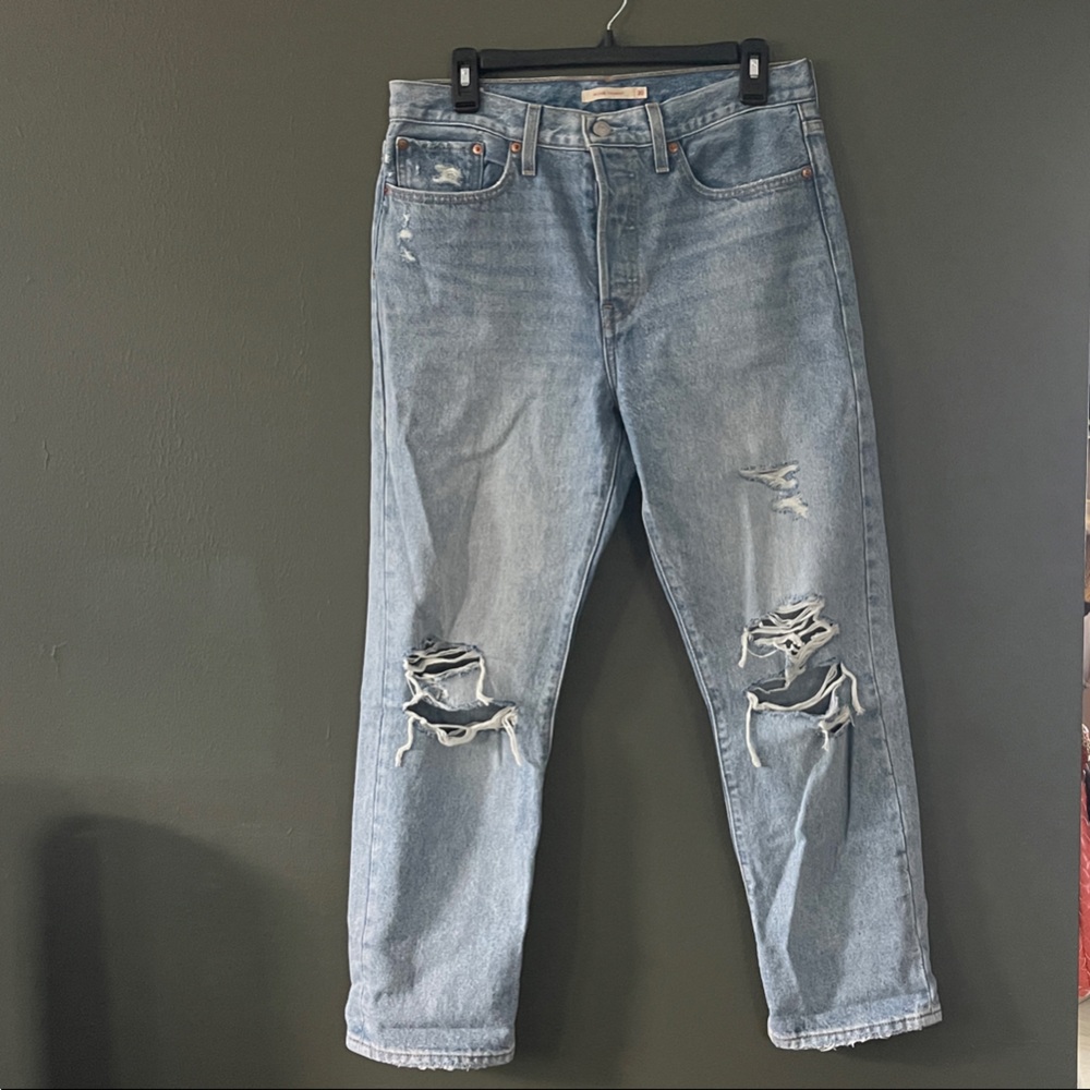 Levi's Straight Leg Distressed Blue Jeans
